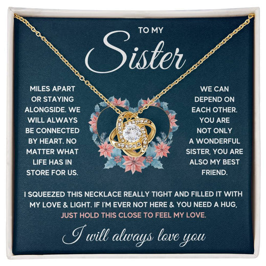 To My Sister Squeezed Love Knot Necklace Gift Set