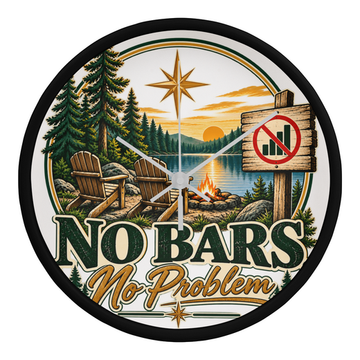 "Up North" No Bars-No Problem Wood Frame Clock