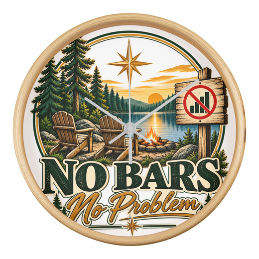 "Up North" No Bars-No Problem Wood Frame Clock