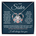 To My Sister Squeezed Love Knot Necklace Gift Set
