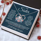 To My Sister Squeezed Love Knot Necklace Gift Set