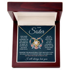 To My Sister Squeezed Love Knot Necklace Gift Set