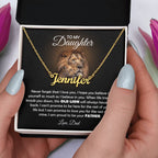 To My Daughter Old Lion Name Necklace Gift Set