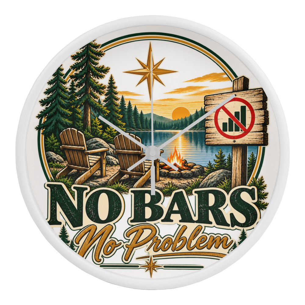 "Up North" No Bars-No Problem Wood Frame Clock