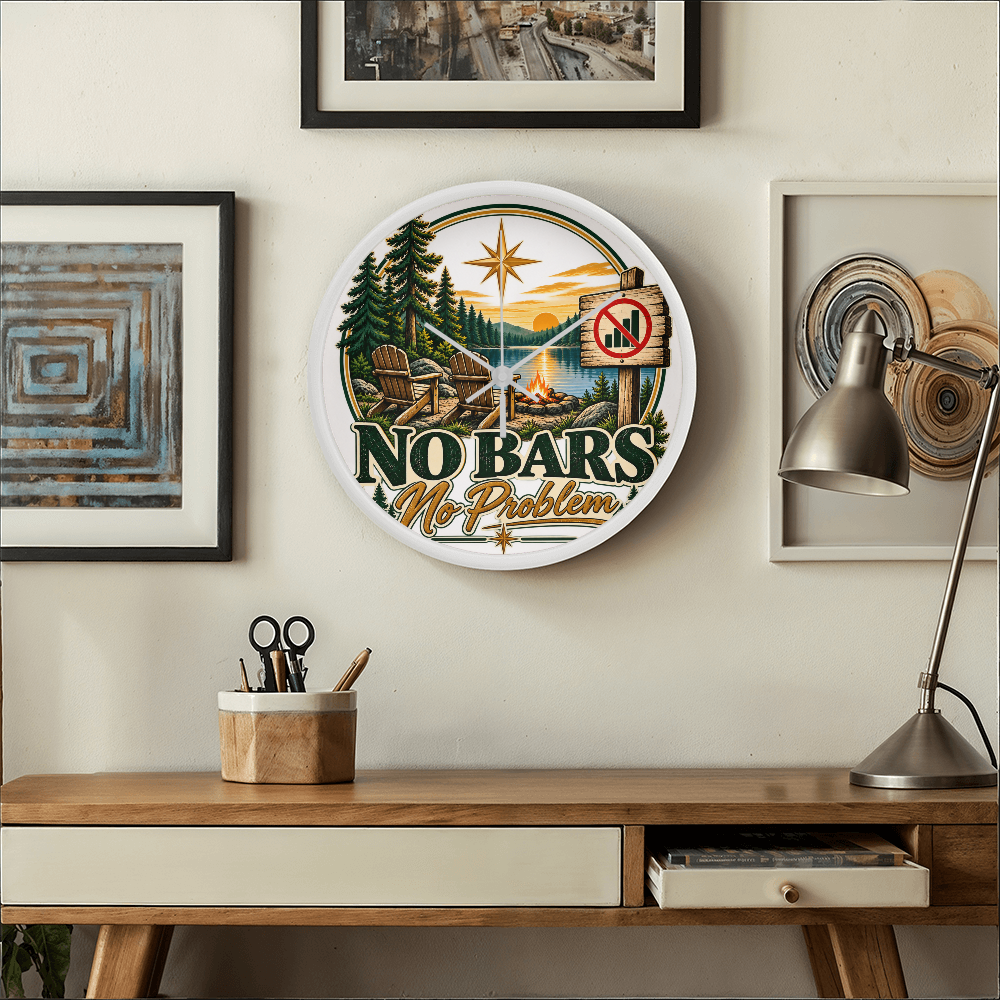 "Up North" No Bars-No Problem Wood Frame Clock