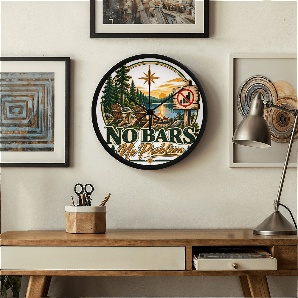 "Up North" No Bars-No Problem Wood Frame Clock