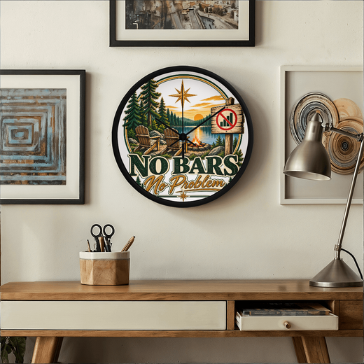 "Up North" No Bars-No Problem Wood Frame Clock