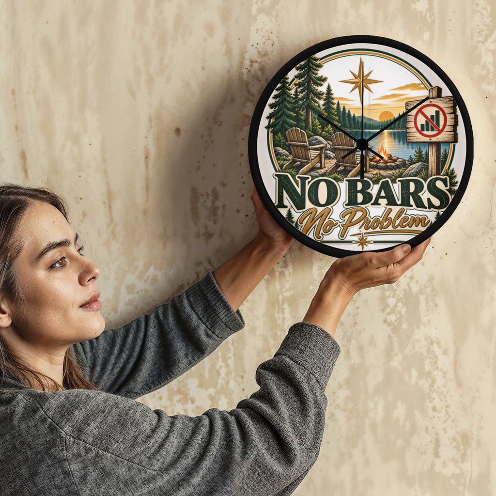 "Up North" No Bars-No Problem Wood Frame Clock