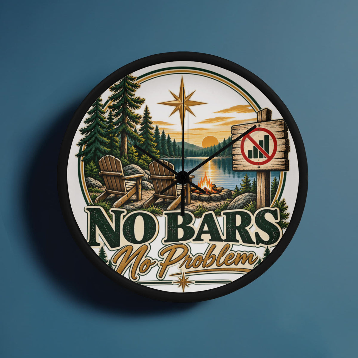 "Up North" No Bars-No Problem Wood Frame Clock