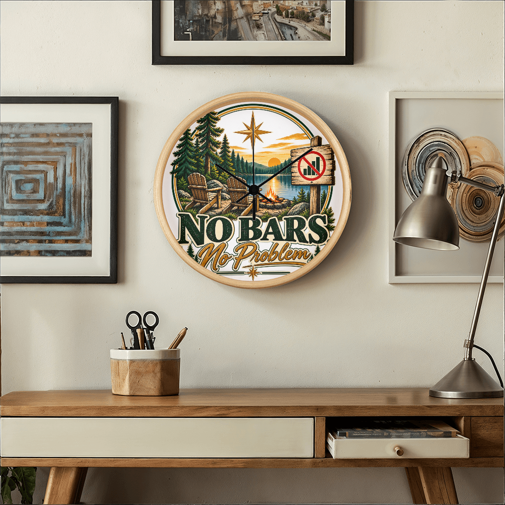 "Up North" No Bars-No Problem Wood Frame Clock