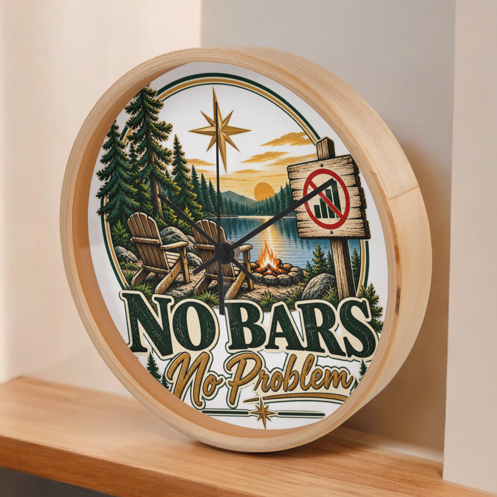 "Up North" No Bars-No Problem Wood Frame Clock