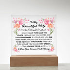 To My Beautiful Wife Square Acrylic Plaque