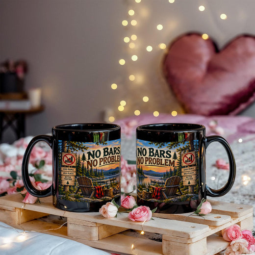 "Up North" No Bars-No Problem Black Ceramic Mug