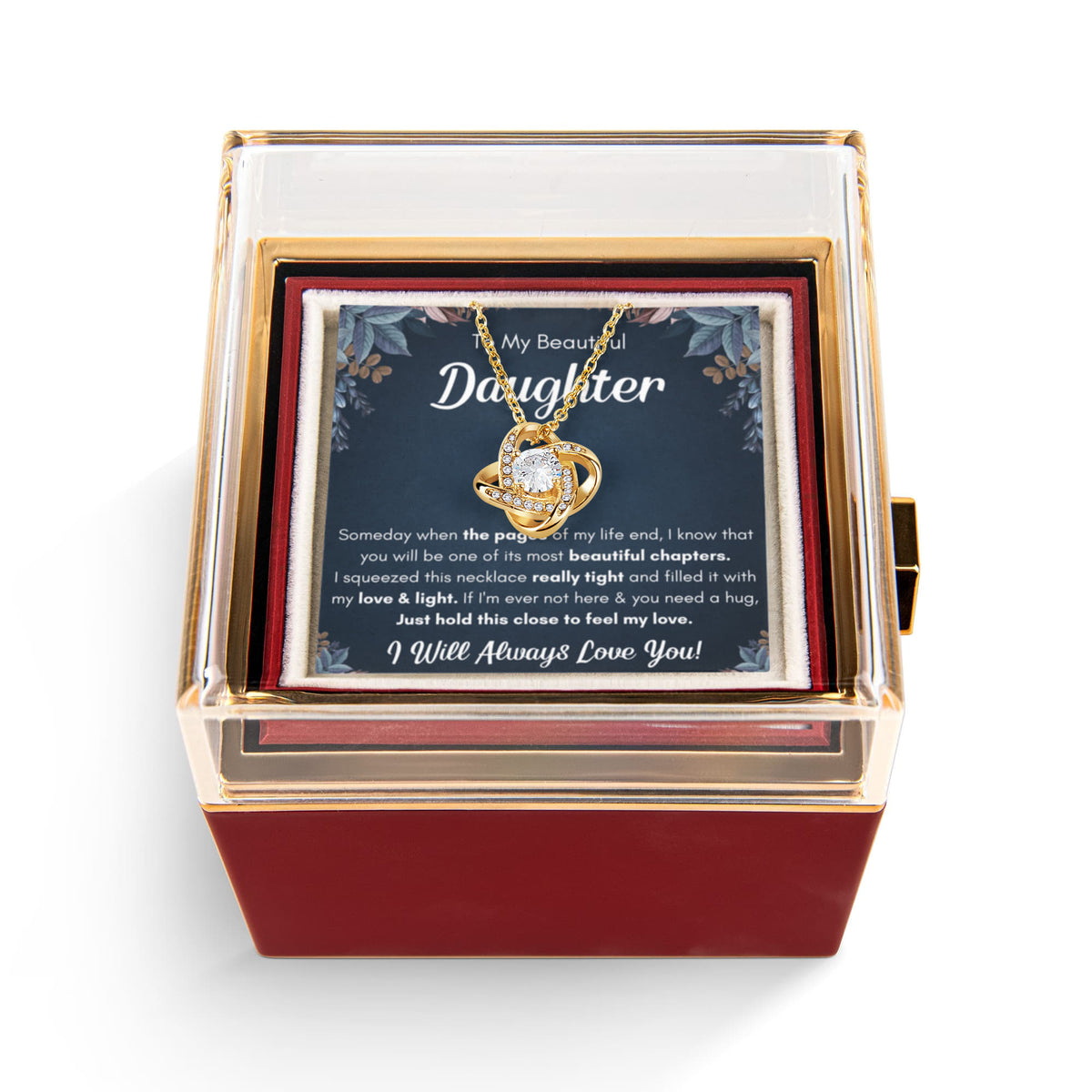 Chapters Squeezed Name - Daughter Birthday Necklace with Rose Box